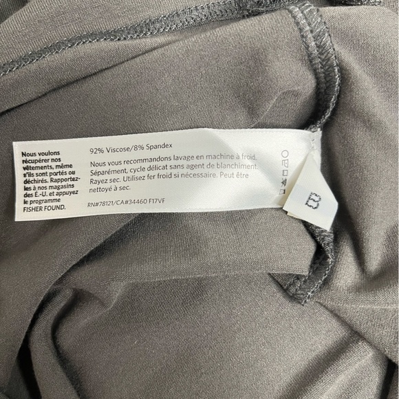 Eileen Fisher Deep V-Neck T-Shirt Dress in Gray Size X-Small Viscose and Spandex - Picture 9 of 9
